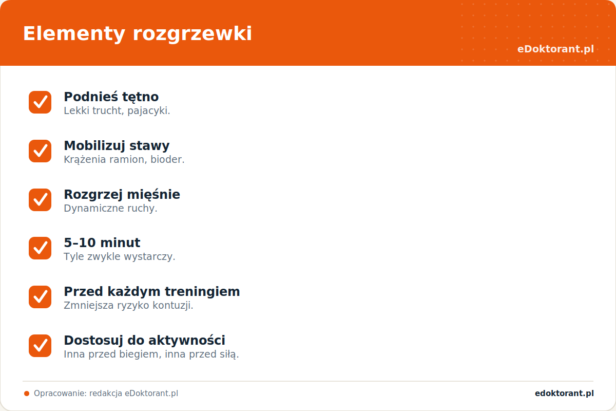 Elementy rozgrzewki – infografika
