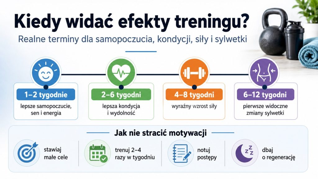 Kiedy widać efekty treningu? Realne terminy dla samopoczucia, kondycji, siły i motywacji w praktyce