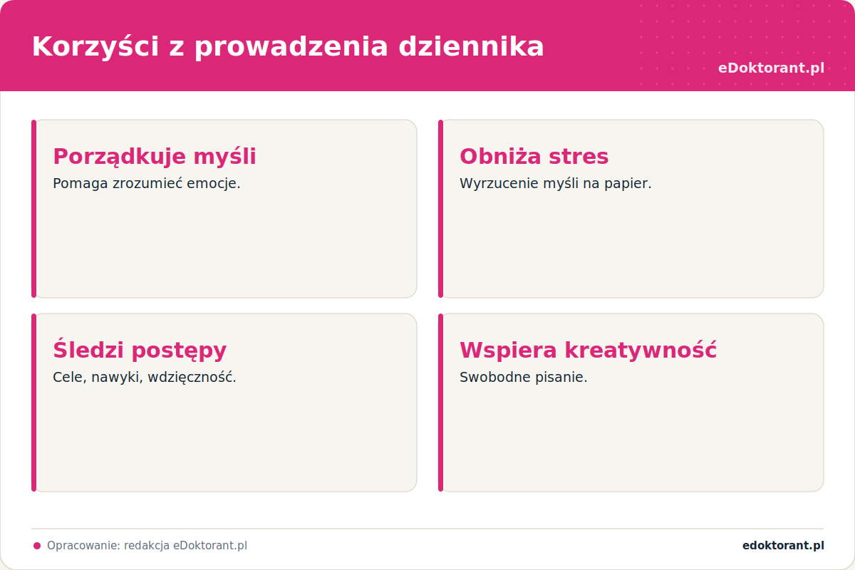 Korzyści z prowadzenia dziennika – infografika