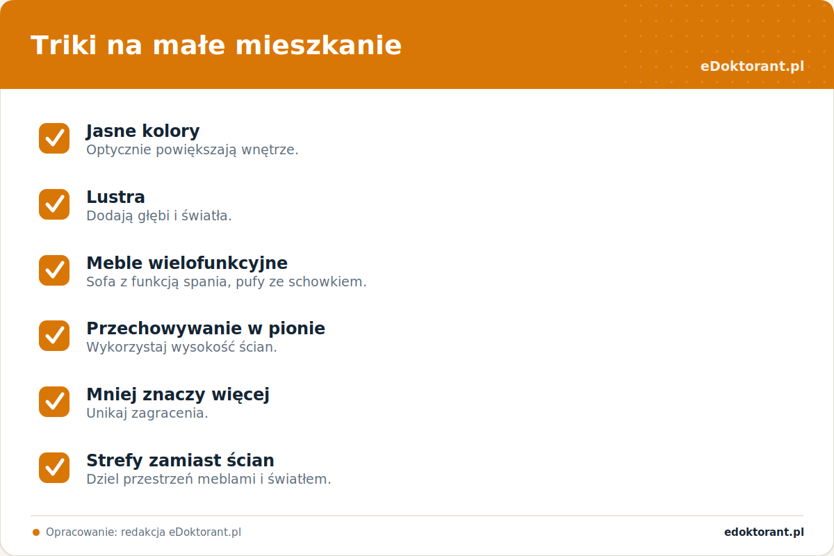 Triki na małe mieszkanie – infografika