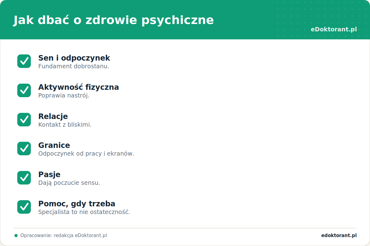 Jak dbać o zdrowie psychiczne – infografika