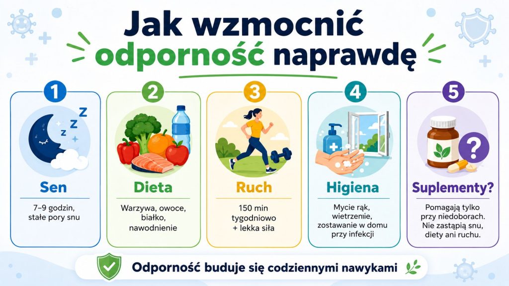Jak wzmocnić odporność: sen, dieta, ruch, higiena i prawda o cudownych suplementach w sezonie grypy
