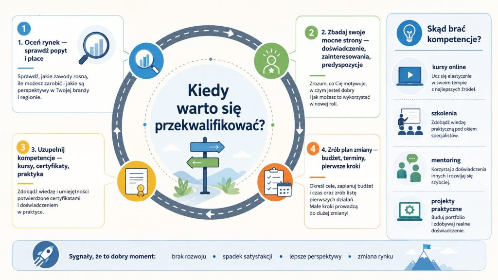 Dlaczego warto się przekwalifikować? Kiedy zmiana zawodu ma sens i skąd brać kompetencje w karierze