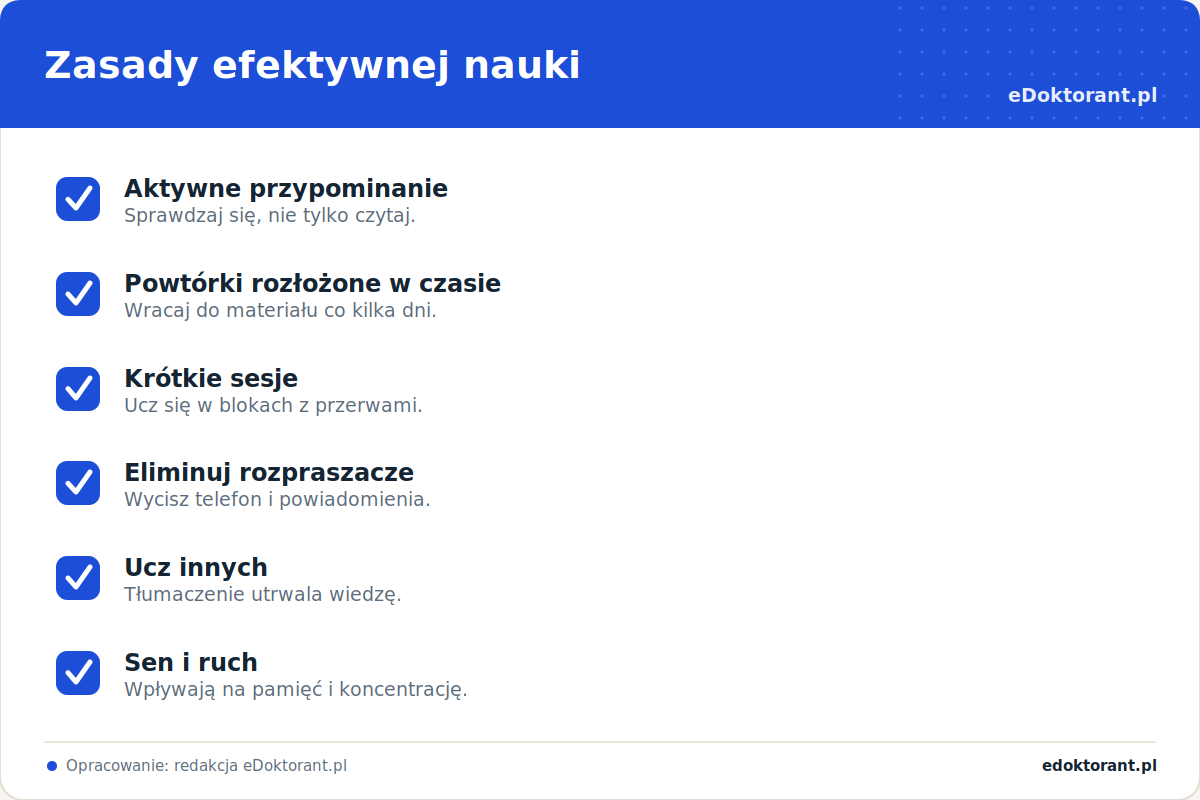 Zasady efektywnej nauki – infografika