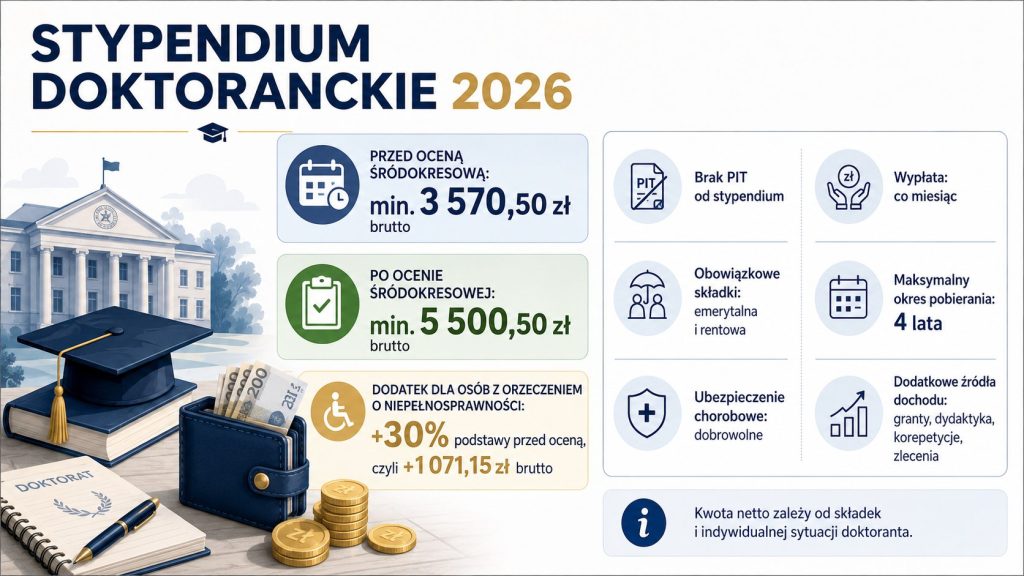 Ile zarabia doktorant w 2026 roku? Stypendium i realne kwoty