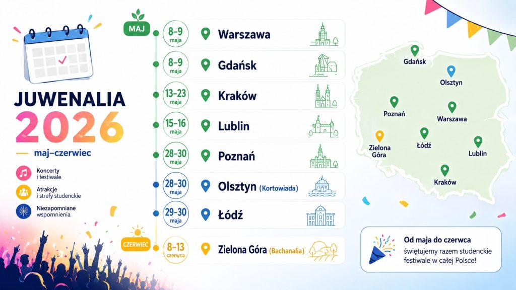 Juwenalia i festiwale studenckie w 2026 roku — kalendarz najważniejszych imprez w Polsce