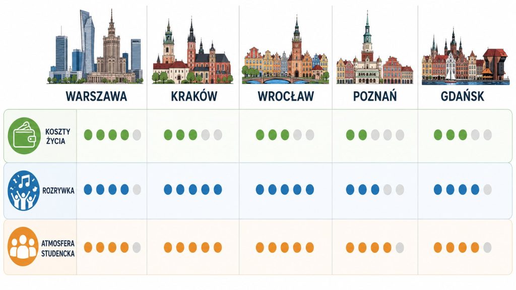 Najlepsze miasta studenckie w Polsce w 2026 roku — gdzie żyje się najlepiej na studiach