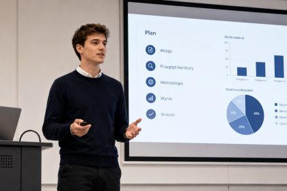 Czeka Cię prezentacja? Zobacz, jak przygotować dobrą prezentację na studiach w 2026 roku i pewnie wystąpić przed grupą.