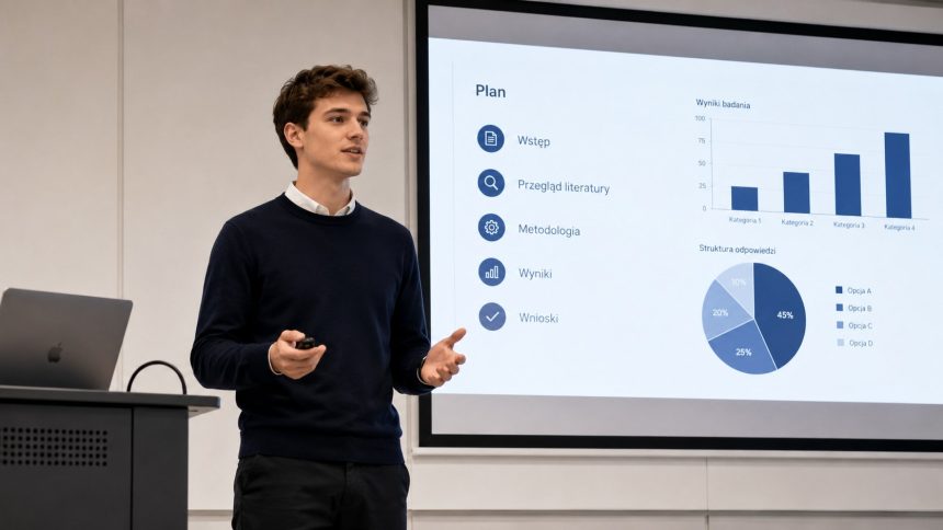 Czeka Cię prezentacja? Zobacz, jak przygotować dobrą prezentację na studiach w 2026 roku i pewnie wystąpić przed grupą.